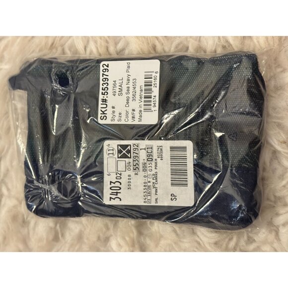 NEW Lands' End Canvas Zippered Wristlet Zippered Pouch Plaid Print - Picture 10 of 10